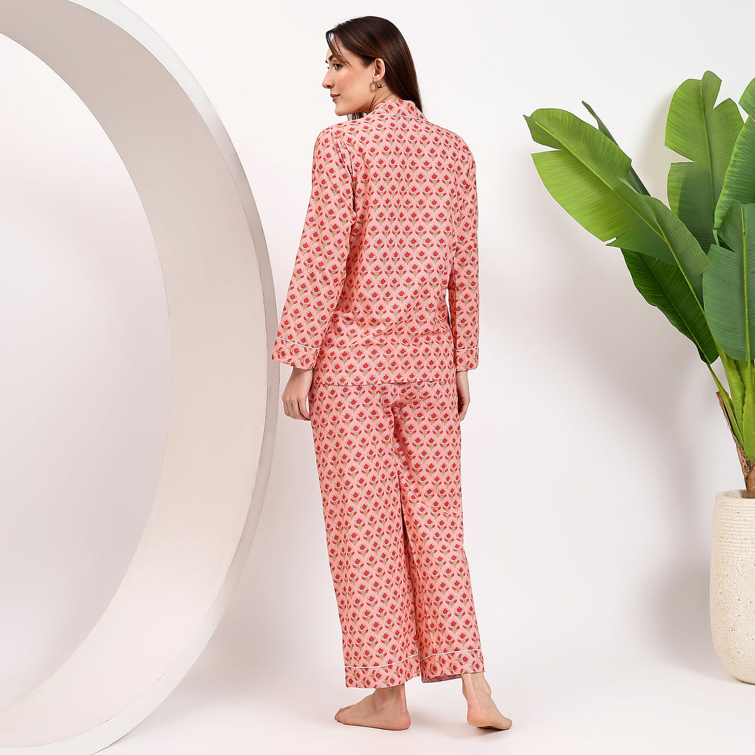 Block print cotton sleepwear - Matching pajama gift set