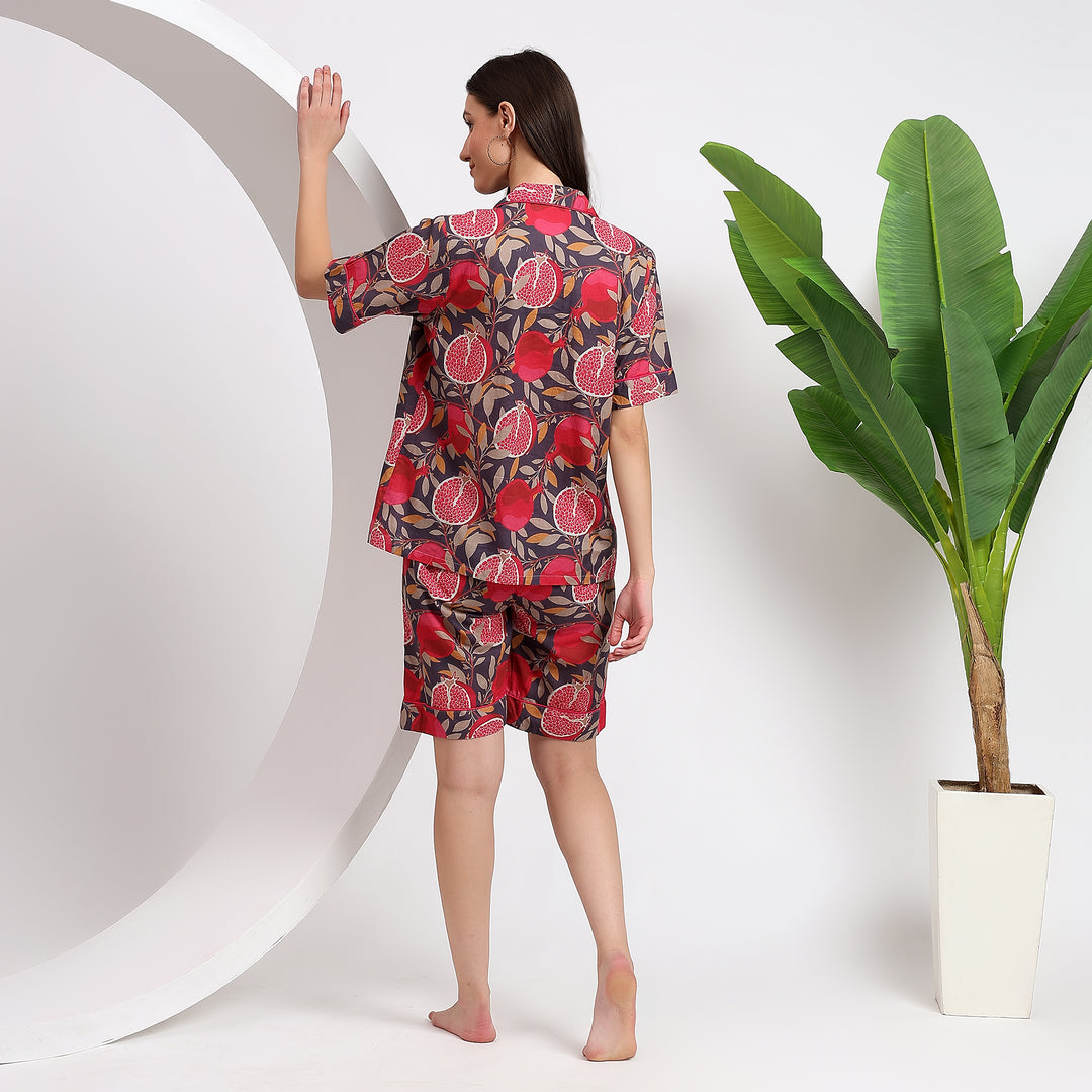 Fruity Fun Cotton Loungewear - Shirt & Short Set