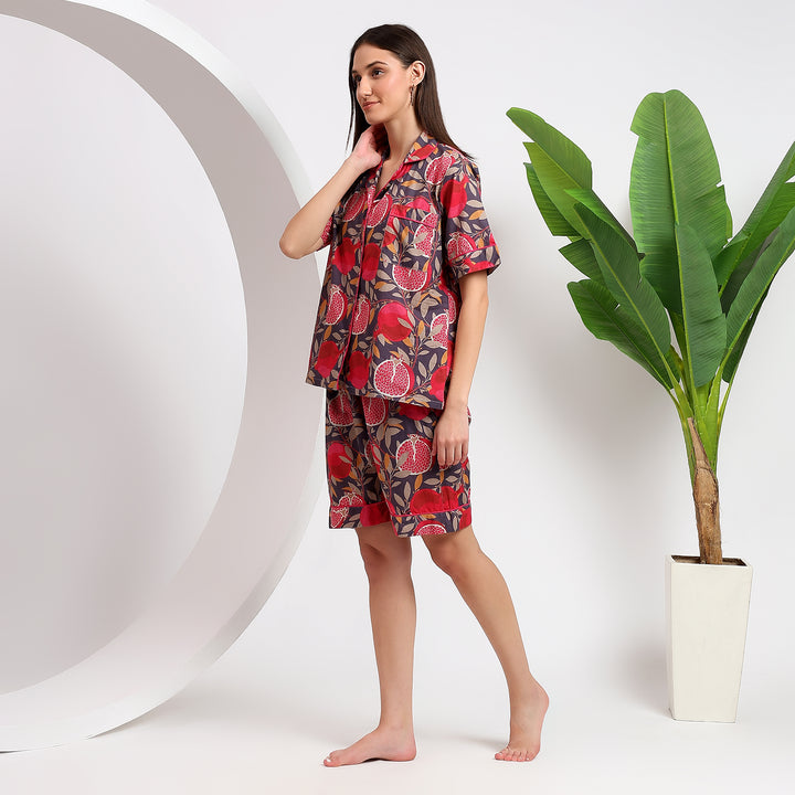 Fruity Fun Cotton Loungewear - Shirt & Short Set