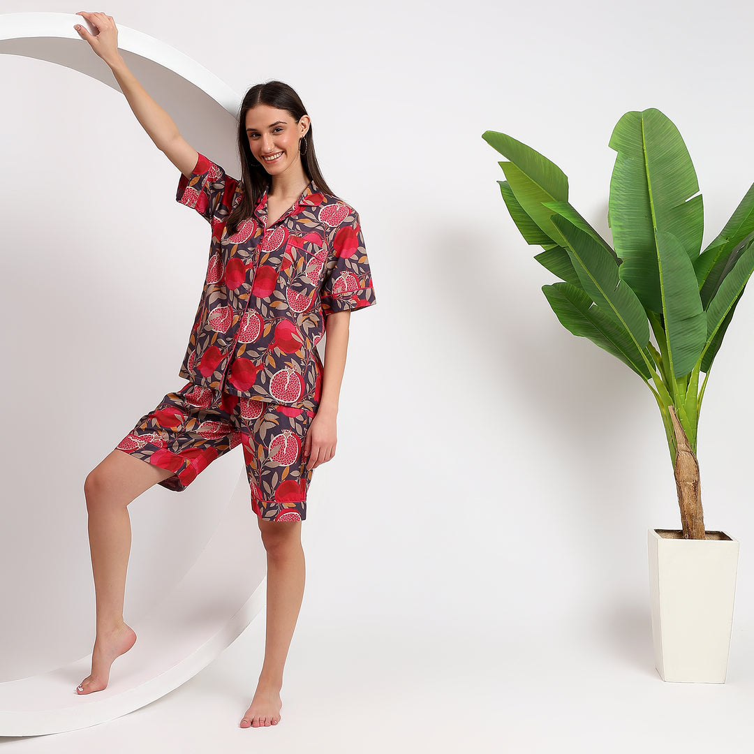 Fruity Fun Cotton Loungewear - Shirt & Short Set