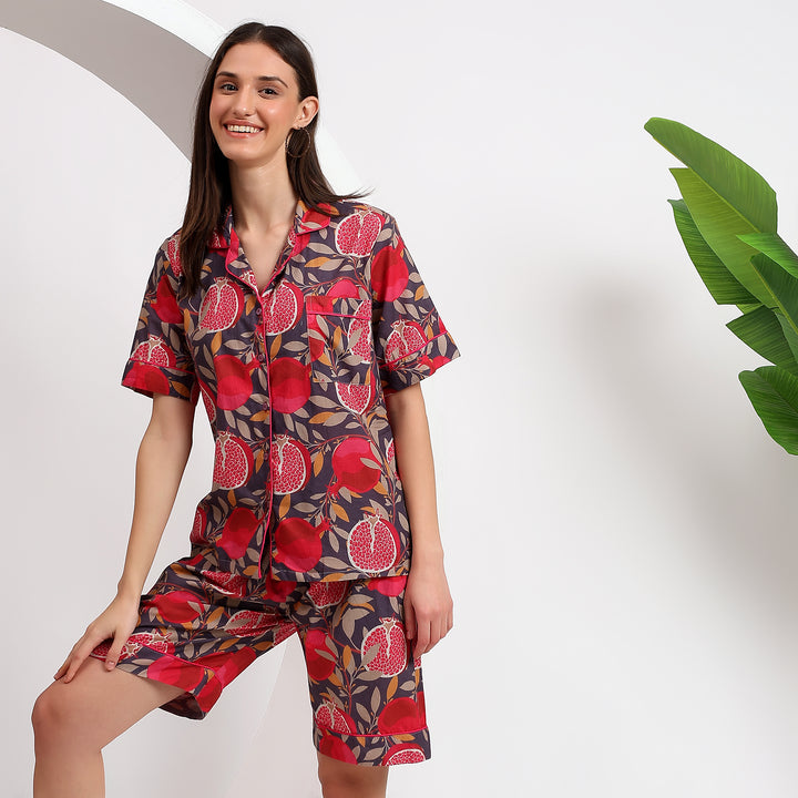 Fruity Fun Cotton Loungewear - Shirt & Short Set