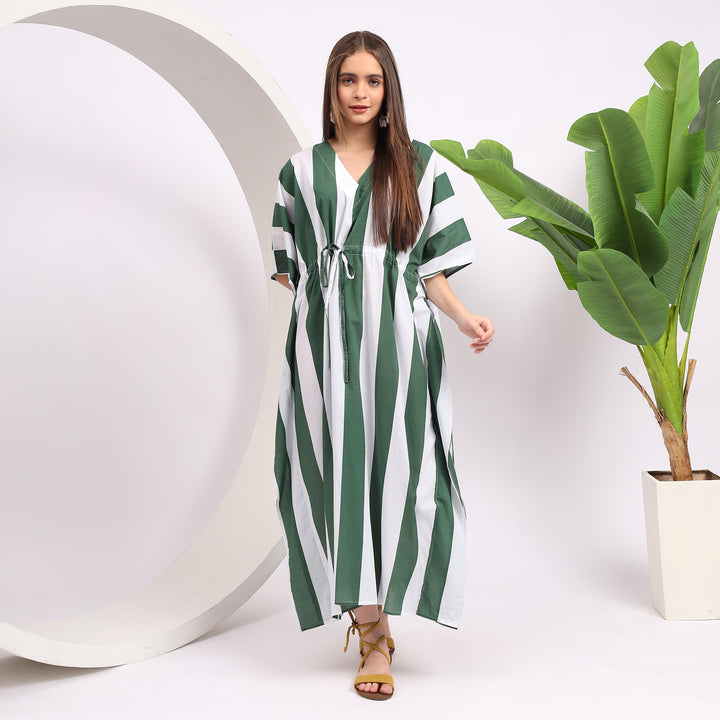 Green Kaftans - Women's Stylish Wear Cotton Dresses