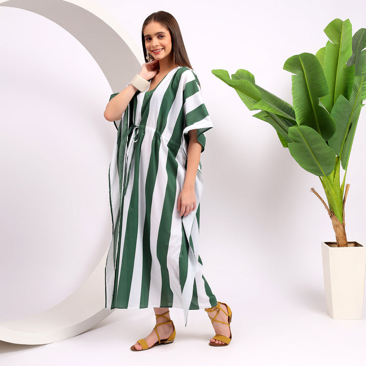 Green Kaftans - Women's Stylish Wear Cotton Dresses