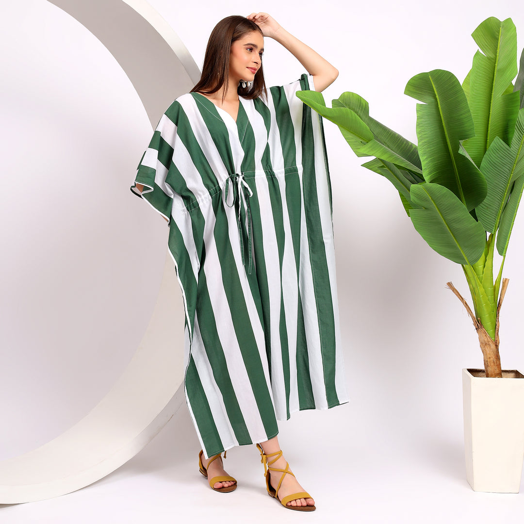 Green Kaftans - Women's Stylish Wear Cotton Dresses