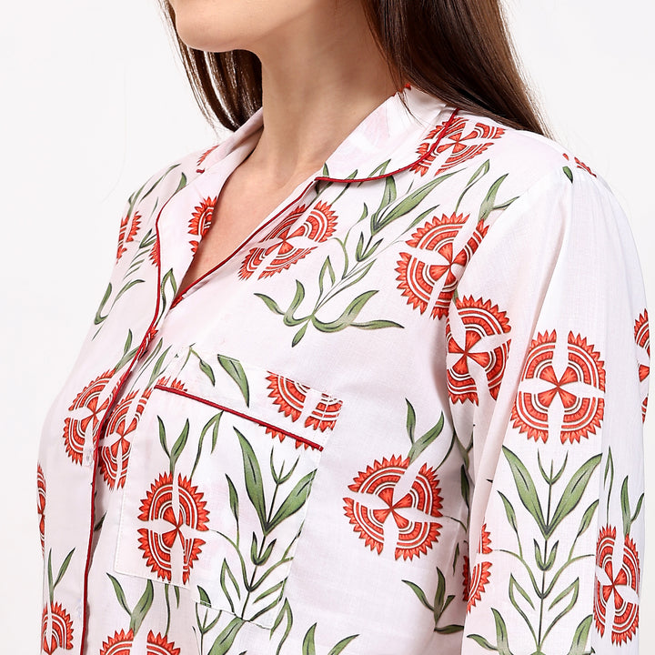 Cotton block print pajama set – women’s Indian matching PJs