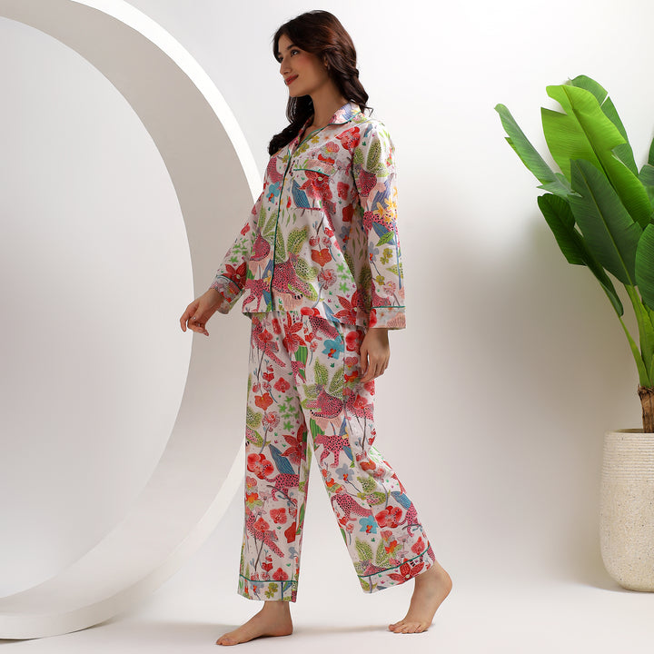 Women’s cotton animal print pajamas – leopard print sleepwear