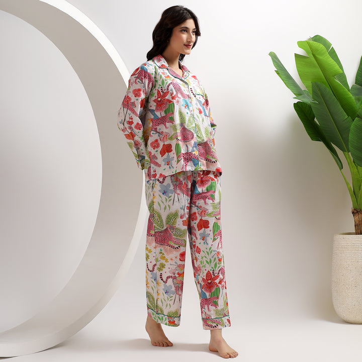 Handmade cotton PJs – leopard print matching pajama set for women