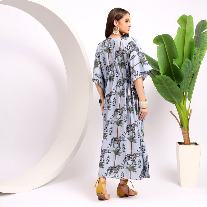 Gray Printed Caftans - Women's Stylish Wear Dresses