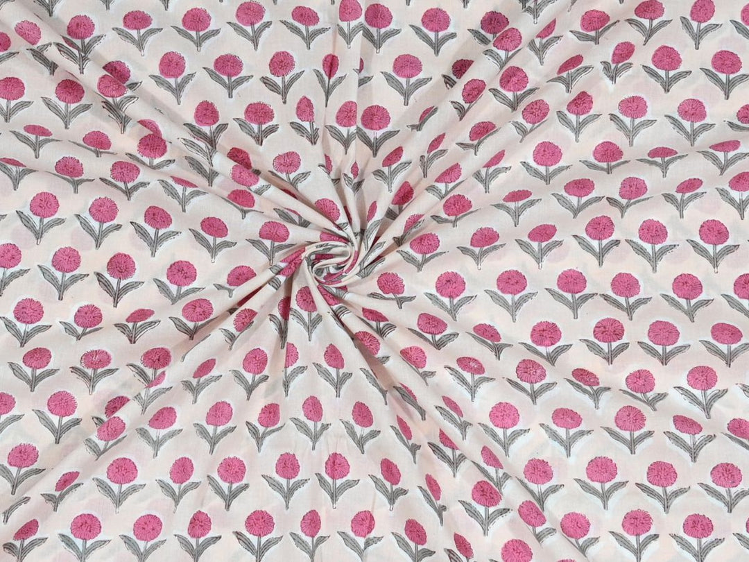 Handmade block print fabric by the yard Indian cotton - Block print cotton cloth for DIY sewing