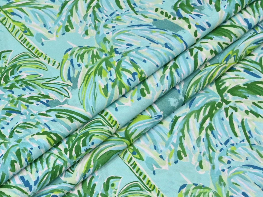 Tropical Palm Tree Cotton Fabric by the Yard | Indian Block Print Textile