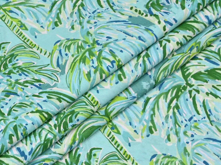 Tropical Palm Tree Cotton Fabric by the Yard | Indian Block Print Textile
