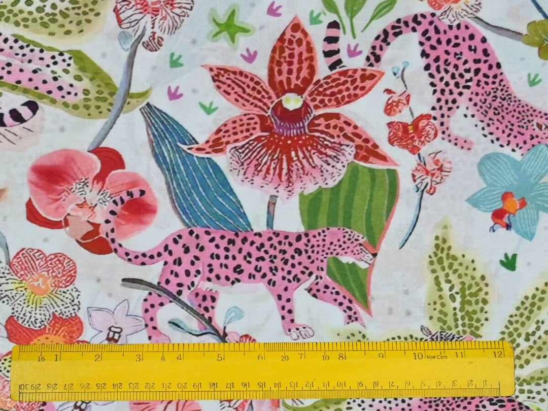 Tiger print textile for sewing and decor -  Animal print cotton fabric for creative interiors