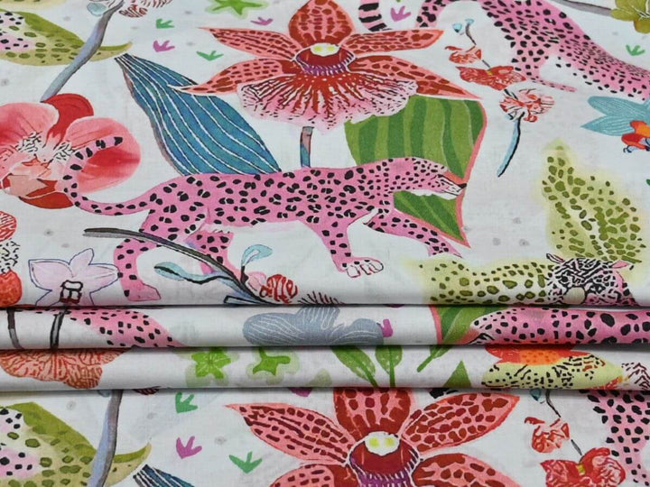 Bold tiger animal print cotton textile - Cotton fabric by the yard tiger design