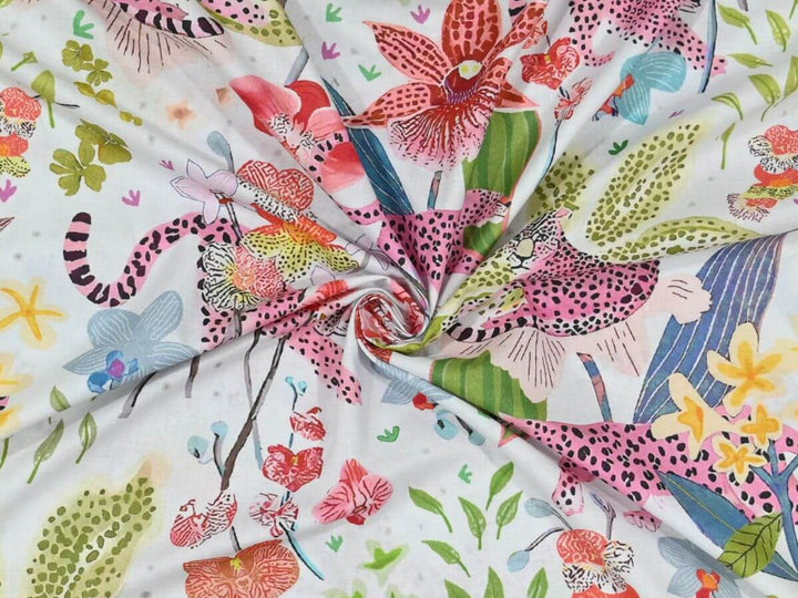 Animal print cotton fabric close up texture - Tiger print cotton fabric for DIY crafts