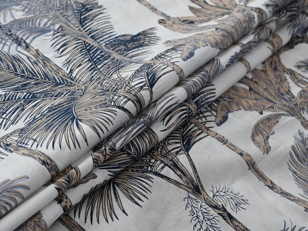 Tropical printed fabric for sewing and DIY - Indian cotton tropical pattern fabric close up