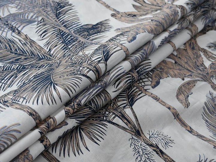 Tropical printed fabric for sewing and DIY - Indian cotton tropical pattern fabric close up