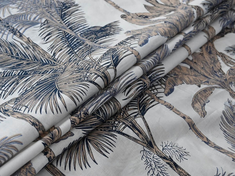 Tropical printed fabric for sewing and DIY - Indian cotton tropical pattern fabric close up