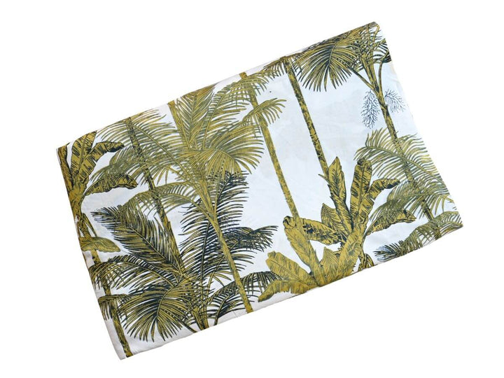 Soft cotton palm print fabric close up - Indian fabric store tropical print textiles