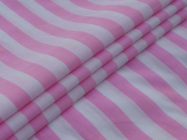 Yarn Dyed Fabric by the Yard featuring a beautiful pink stripe, ideal for women's clothing and crafting projects.