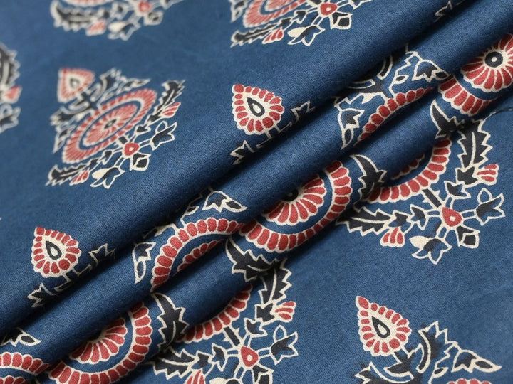 Navy Blue Indian Block Print Organic Cotton by the Yard | Dressmaking & Décor | Indolibas