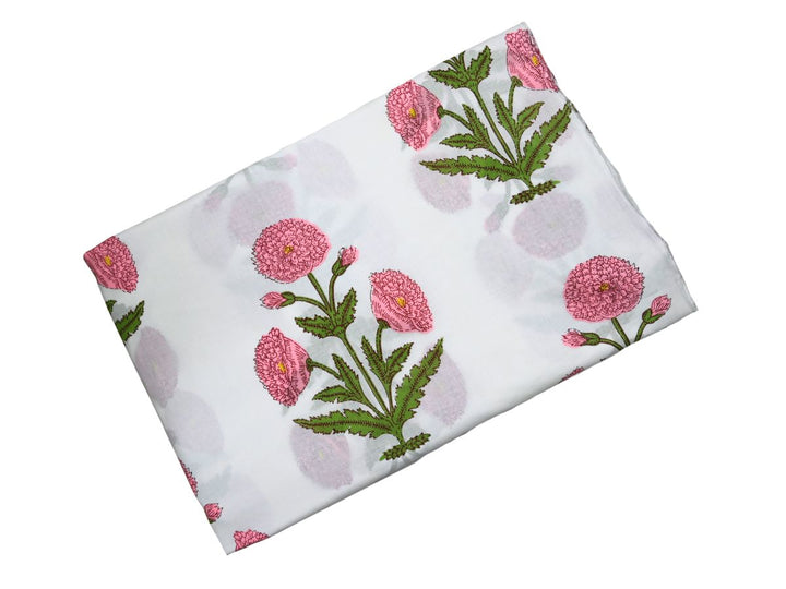 Indian Block Print Pink Poppy Fabric by the Meter | Dressmaking, Décor & Craft | Indolibas