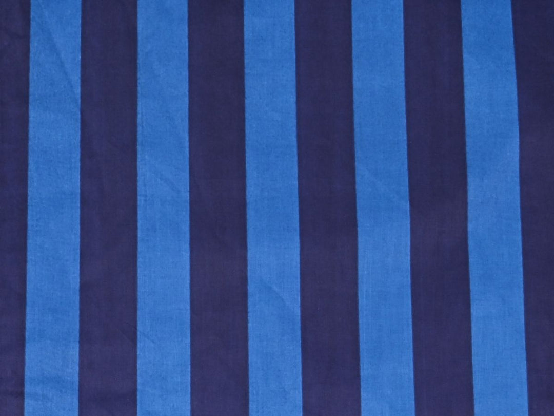 indian cotton stripe textile close up - Blue blue striped printed fabric by the yard