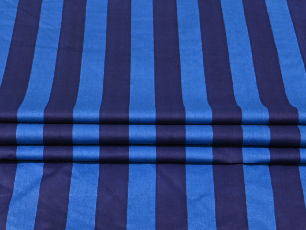 Blue blue stripe printed cotton fabric by the yard 