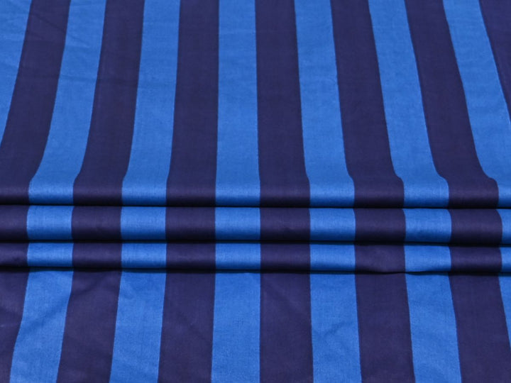 Blue blue stripe printed cotton fabric by the yard 