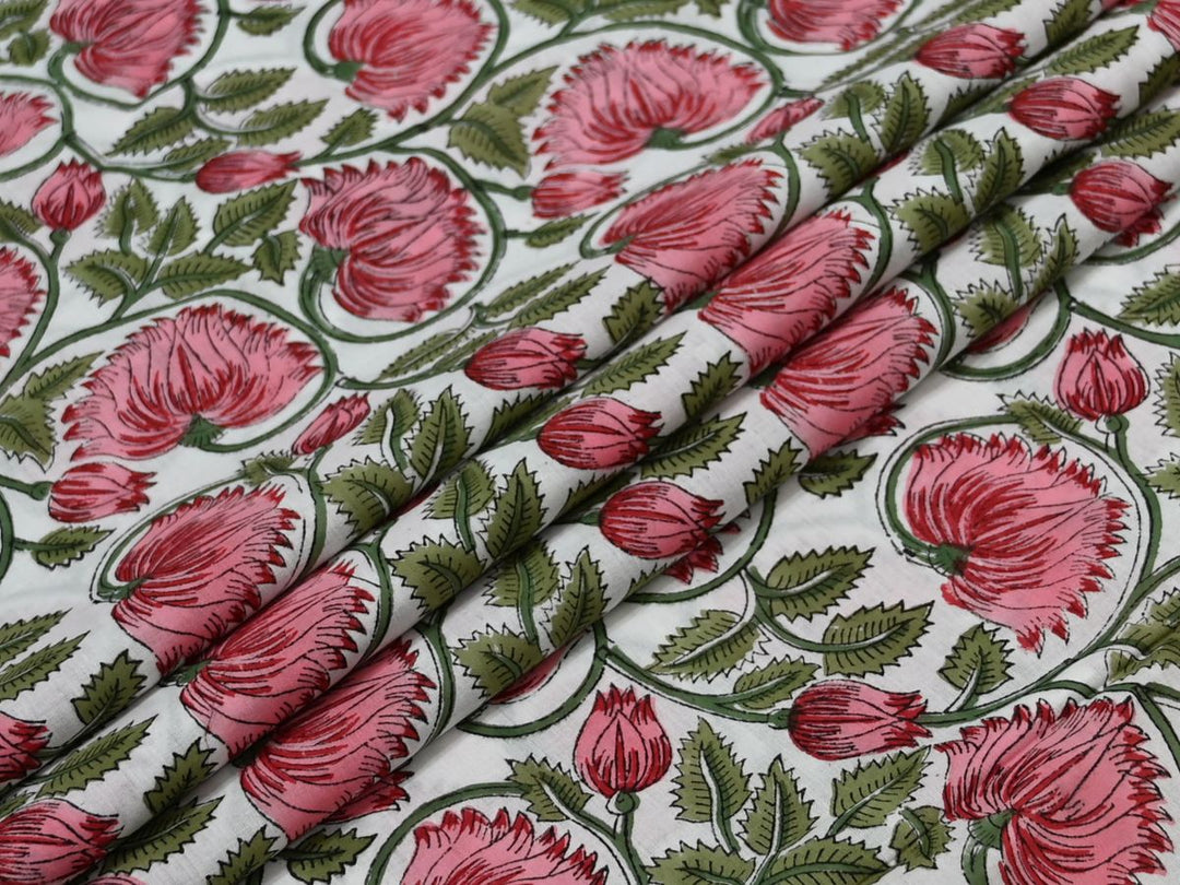 handcrafted block print cotton cloth - indian fabric by the yard block print