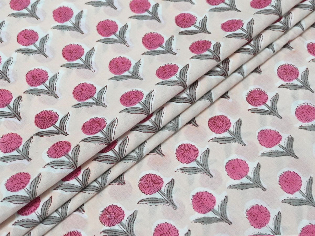 Handmade Block Print Fabric by the Yard | Indian Cotton Cloth for Sewing