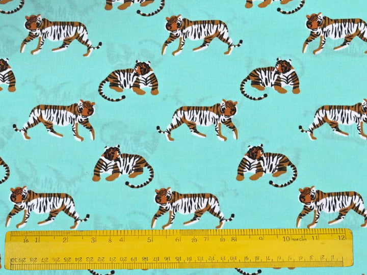 indian tiger animal print cotton fabric sewing textile