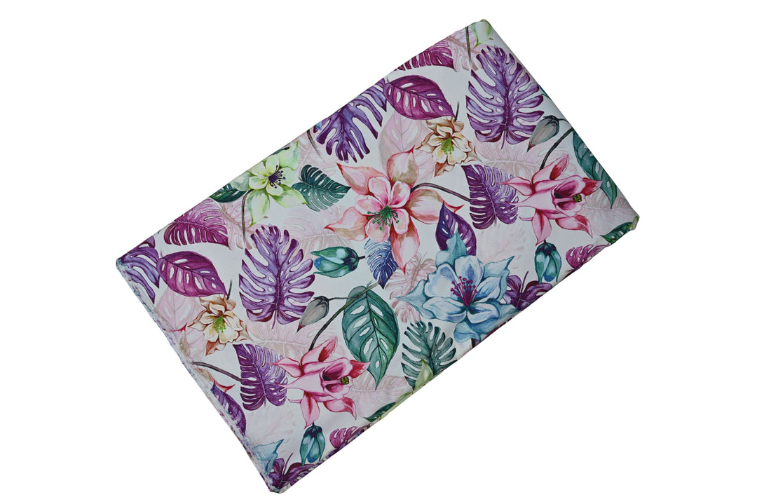 floral tropical fabric close up - tropical cotton fabric for dresses