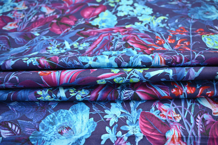 decorative floral cotton canvas material - thick floral cotton fabric for sewing