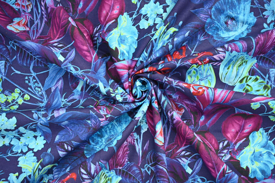 floral cotton fabric store online - flower print cotton fabric close up
