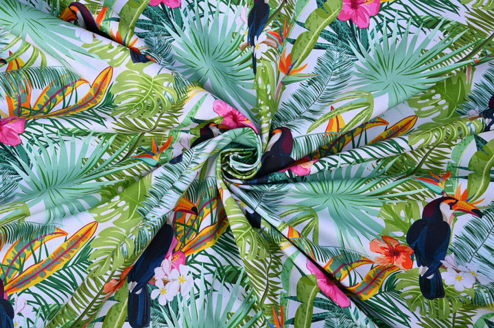 indian bird print cotton textile - bird pattern fabric close up