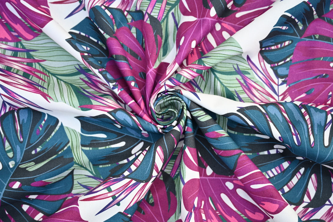 tropical fabric close up cotton print - tropical cotton fabric for dresses