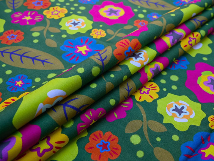 Floral Print Cotton Canvas Fabric by the Yard | Indian Upholstery & Sewing