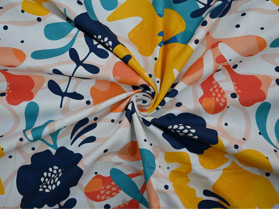 floral canvas fabric for furniture upholstery - heavy cotton canvas floral textile