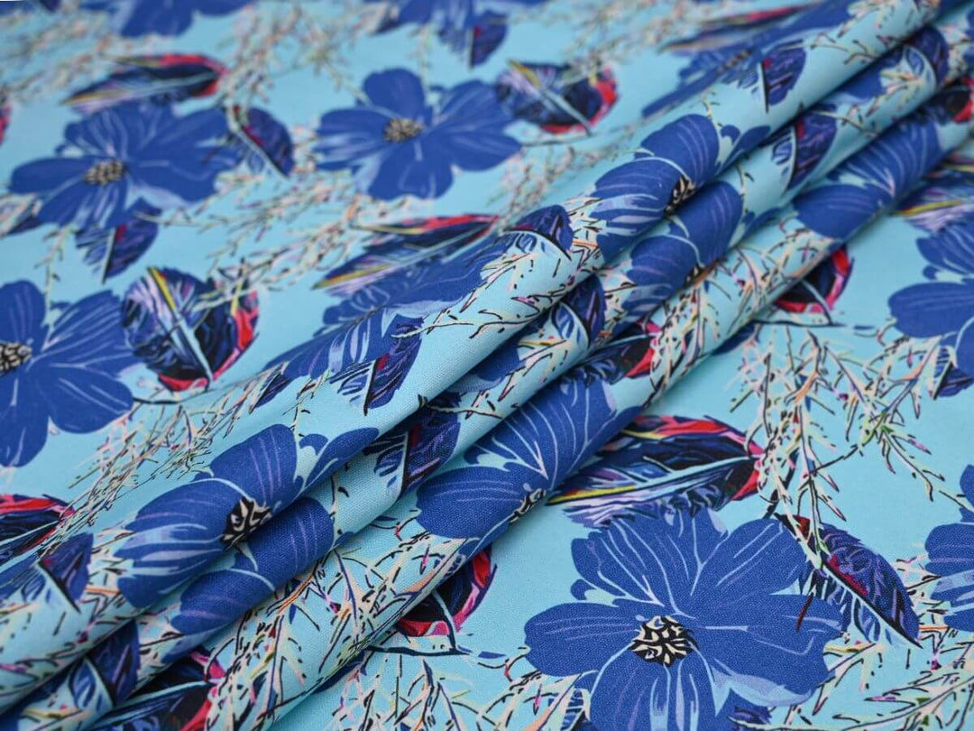 Floral Pattern Cotton Canvas Fabric by the Yard