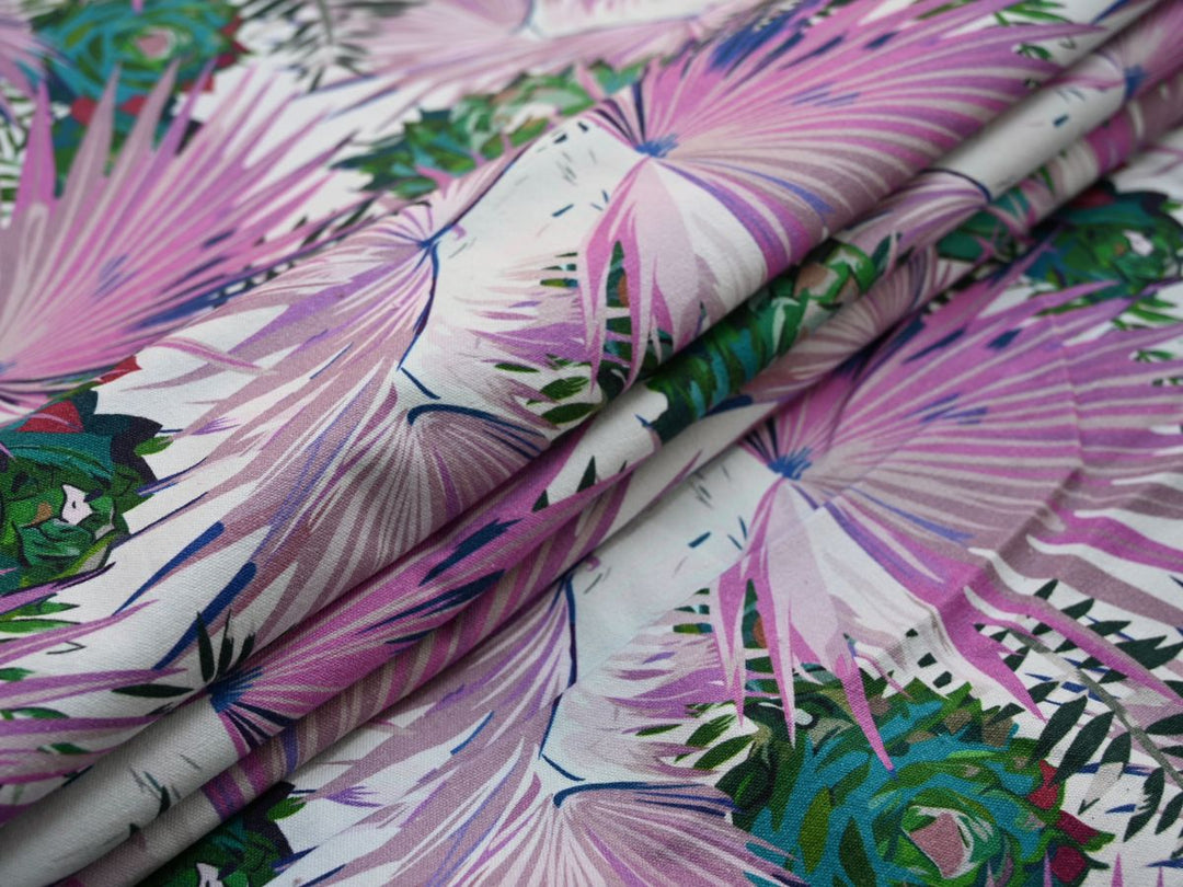 Tropical Print Cotton Canvas by the Yard | Indian Fabric for Table Mats & Tote