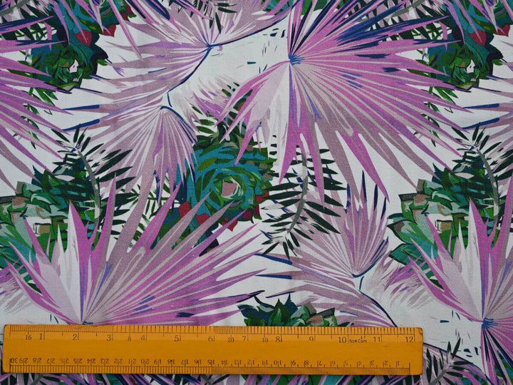 tropical print upholstery canvas close up - cotton canvas fabric for cushion covers 