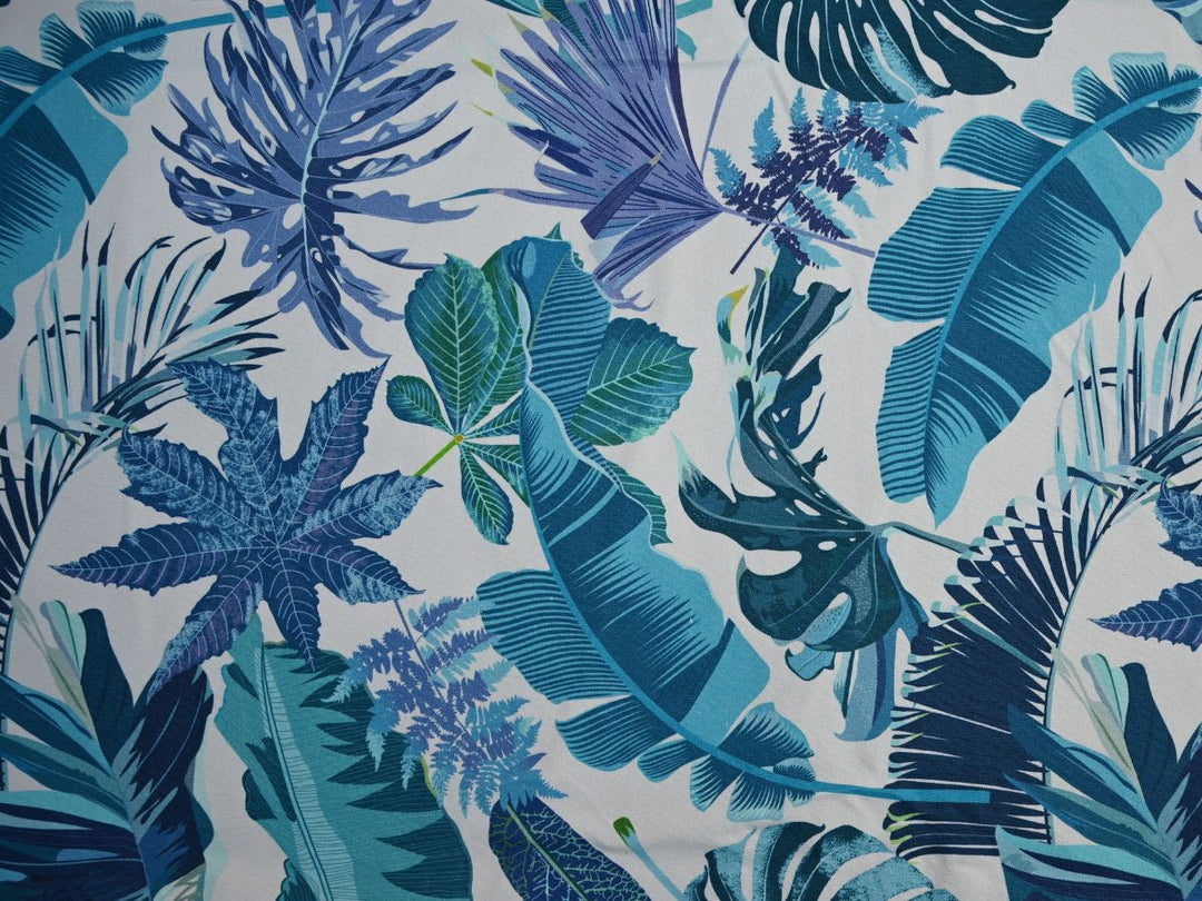 tropical leaf print cotton canvas fabric by the yard - indian cotton canvas fabric for beach totes