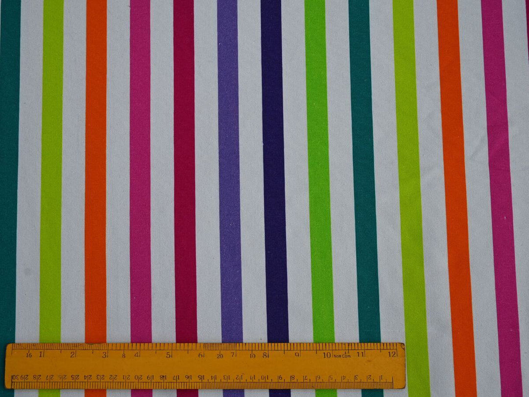 colorful stripe upholstery fabric close up - thick cotton canvas yardage stripe pattern