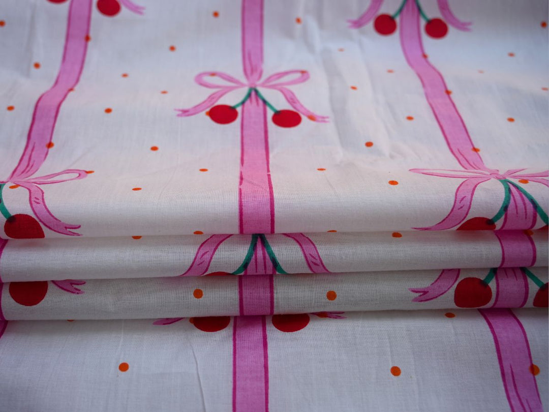 decorative bow print cotton textile - cotton fabric for DIY crafts and decor