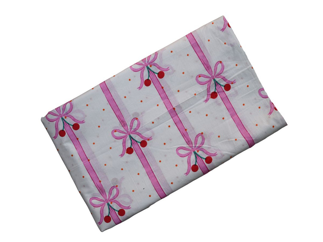 bow design cotton fabric close up - printed cotton fabric for dresses