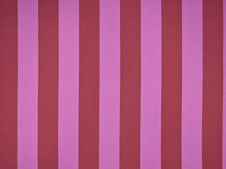 Pink Red Striped Cotton Canvas Fabric by the Yard | Tote Bag Material