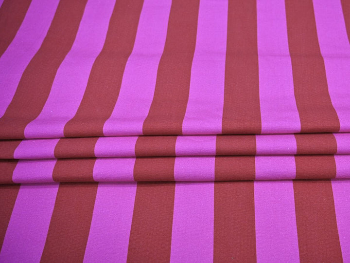 pink stripe cotton canvas upholstery fabric - heavy cotton canvas fabric close up texture