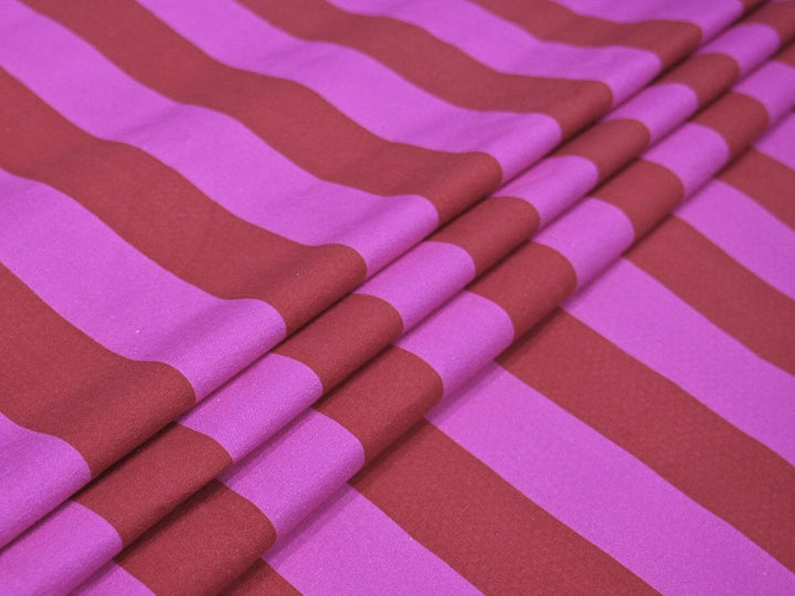 Pink Red Striped Cotton Canvas Fabric by the Yard – Heavy Material for Tote Bags, Upholstery & Sewing Projects