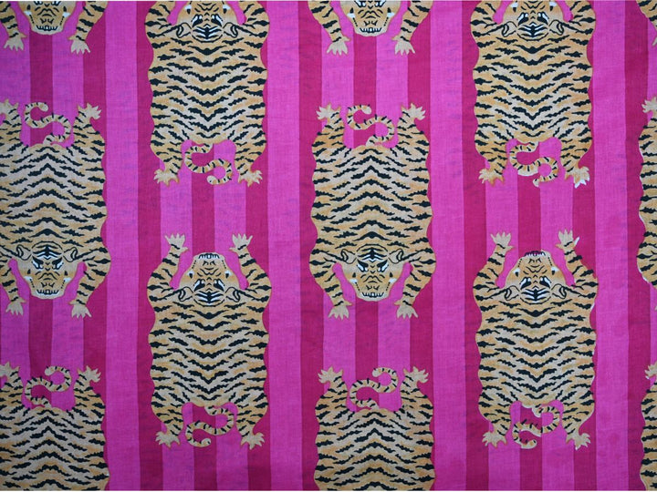 safari tiger print cotton fabric by the yard - indian tiger animal print cotton textile