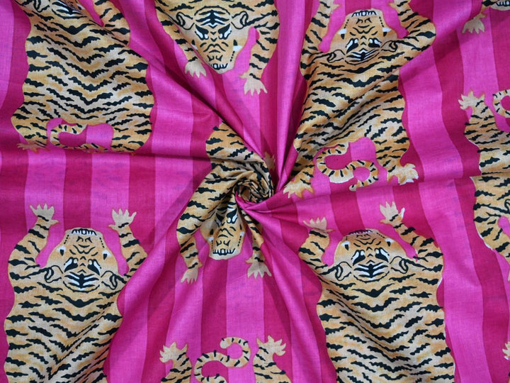safari print cotton fabric close up - tiger pattern cotton fabric for sewing